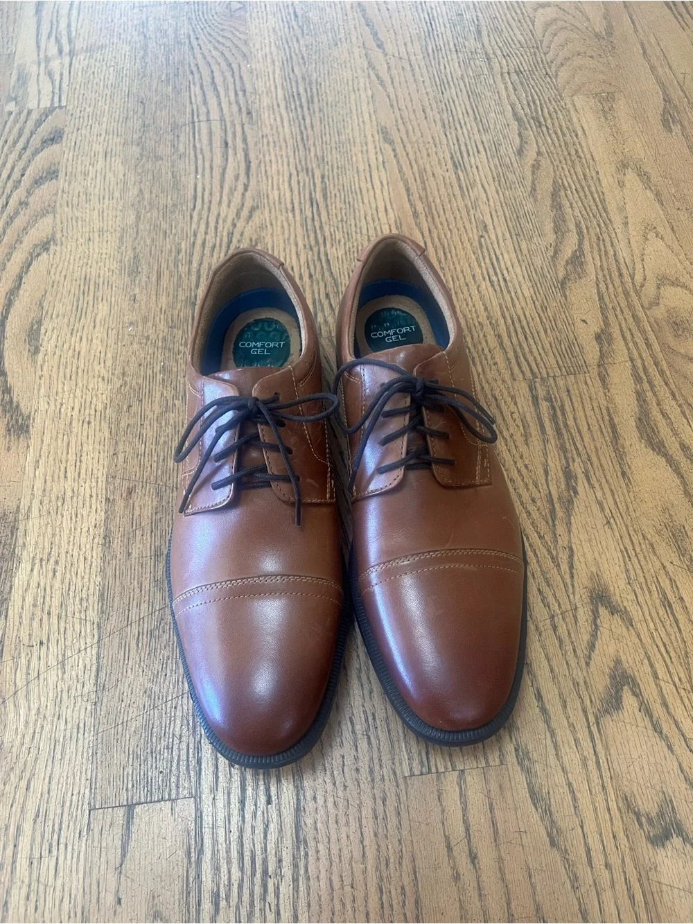 Men's Classic Tan Leather Derby Shoes - Lace-Up Oxfords